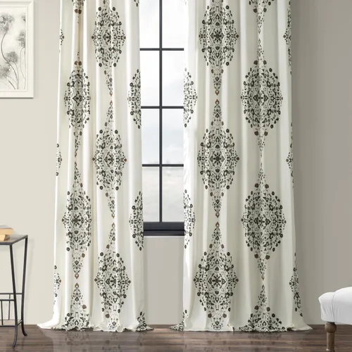 Miniatura 2 de HPD Half Price Drapes Cortinas florales de algodón de lujo con estampado de 84 pulgadas de largo (1 panel), modernas cortinas de oscurecimiento