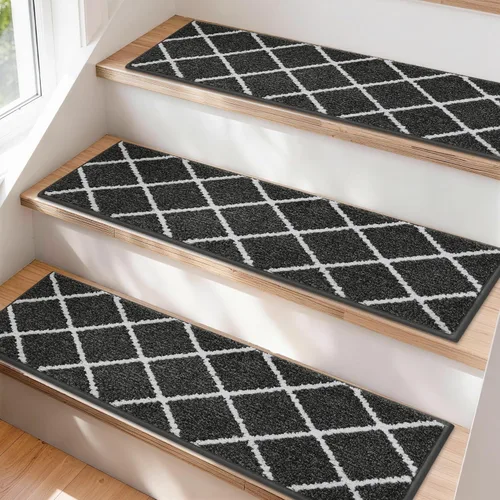 COSY HOMEER - Alfombra antideslizante de 28 x 9 pulgadas, uso interior en peldaños de madera, alfombras para niños y perros, 100 % poliéster, base