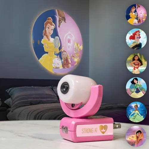 Miniatura 2 de Projectables Disney Princess - Luz nocturna LED para niños, proyector, enchufe, sensor del atardecer al amanecer, Belle, Jasmine, Ariel, Moana