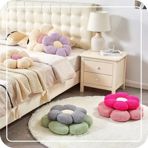 Miniatura 6 de Kcvvcr Almohada Decorativa de Flores, Almohada de Suelo Suave Blanca con Forma de 14.9" para Decoración del Hogar, Lindas Almohadas Decorativas