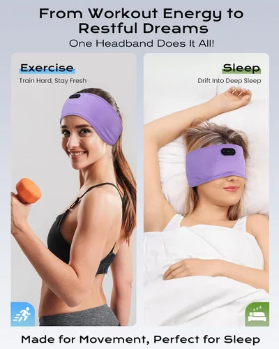 Miniatura 5 de MUSICOZY Auriculares para dormir de algodón de bambú, auriculares inalámbricos Bluetooth 5.4 para dormir de lado, diadema para dormir de lado