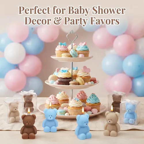 Miniatura 6 de 50 velas de oso para baby shower, regalos de fiesta de oso invitado, velas a granel para regalos decoraciones de fiesta