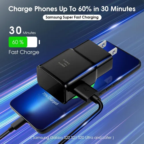 Miniatura 3 de Samsung Adaptador de carga rápida USB de carga rápida para Samsung Galaxy S26/S26 Ultra/S26+/S25 Ultra/S25/S25+/S25/S24/S23S8 S9 / Edge/Plus/Active