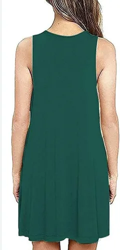 Miniatura 2 de Vestidos de verano para mujer, cuello en V, sin mangas, con vuelo, vestido tipo túnica con bolsillos