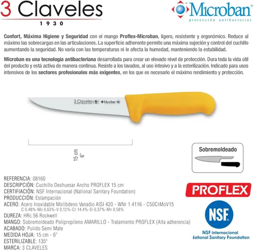 Miniatura 3 de Cuchillo DESHUESAR ANCHO PROFLEX AMARILLO 15 cm - 6" FH 3C