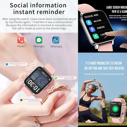 Miniatura 3 de Reloj inteligente para hombres y mujeres, rastreador de actividad física con pantalla táctil de 1.69 pulgadas, reloj inteligente con monitor