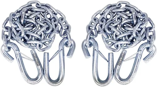 NBJINGYI 2 piezas de 1/4 pulgadas x 54 pulgadas, cadena de seguridad de ganchos de ganso para remolque de bote de grado 30 con sujetadores de