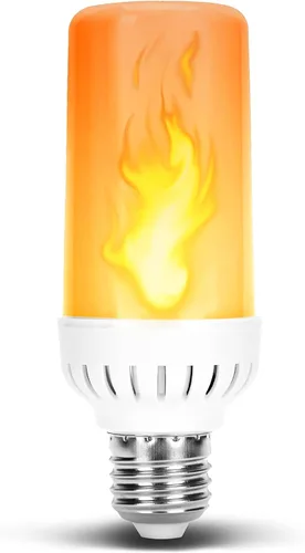 12Vmonster Bombilla LED con efecto de fuego ámbar brillante con llama parpadeante en E26 Base de tornillo Edison mediana DC 12 voltios Paisajismo
