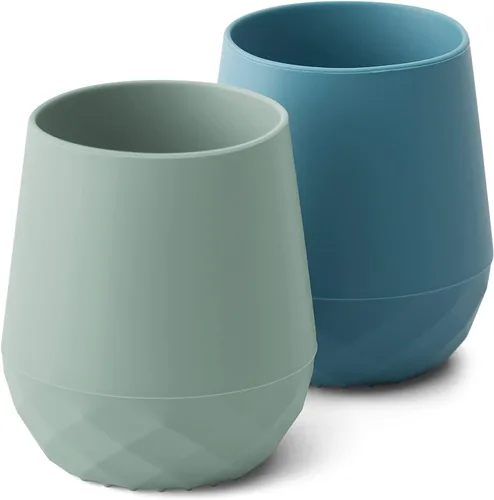 Miniatura 9 de SAMiGO Vasos de silicona para bebés de 6 a 12 meses, pequeñas tazas abiertas para entrenamiento y beber agua, suministros de destete dirigido por