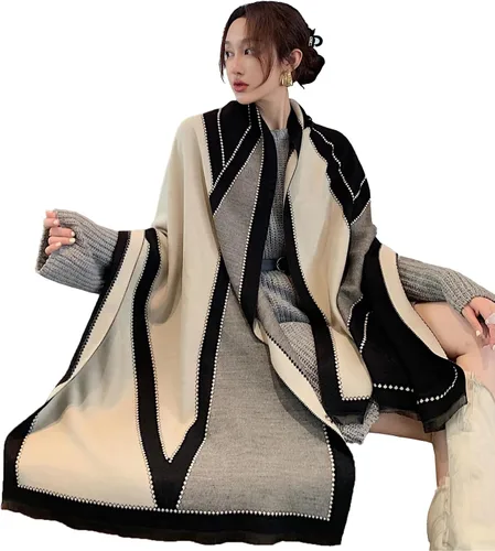 Miniatura 18 de iCuviy Bufanda grande de moda para invierno, chales y envolturas para mujer, extra suave, sensación de cachemira, bufandas frías para mujer