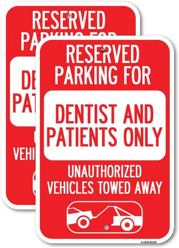 Miniatura 5 de Estacionamiento reservado solo para dentistas y pacientes, vehículos no autorizados remolcados (con gráfico de remolque de automóvil), letrero
