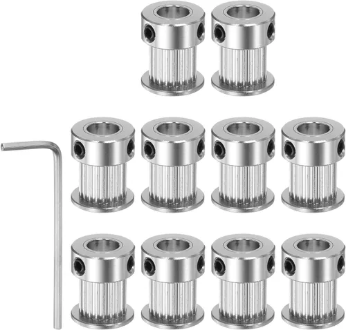 Miniatura 9 de HARFINGTON Polea de sincronización 2GT 16 dientes de 0.197 in de diámetro 0.512 in de diámetro polea de correa de distribución de aluminio con llave
