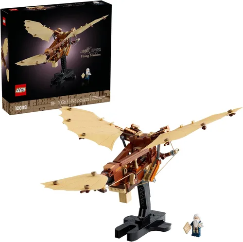 LEGO Icons Leonardo da Vinci's Flying Machine DIY Kit - Set de construcción de ornitóptero para adultos, mayores de 18 años - Manualidades para