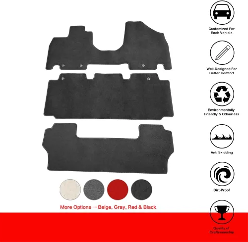 Miniatura 2 de IKON MOTORSPORTS, Alfombrillas compatibles con Honda Odyssey 2011-2017, alfombra de nailon negro delantera y trasera, juego de 3 piezas, 2012 2013
