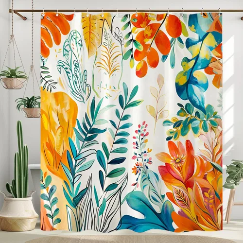Miniatura 19 de Cortina de ducha con diseño de árbol de la vida, cortina de ducha de vidrio emplomado, cortinas de ducha artística para baño, juego de cortina
