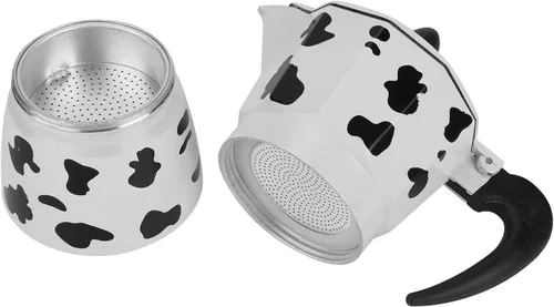 Miniatura 8 de Cafetera de aluminio - Cafetera - Olla de color vaca leche - para el hogar, oficina café (3 tazas leche vaca color 5.1 fl oz)