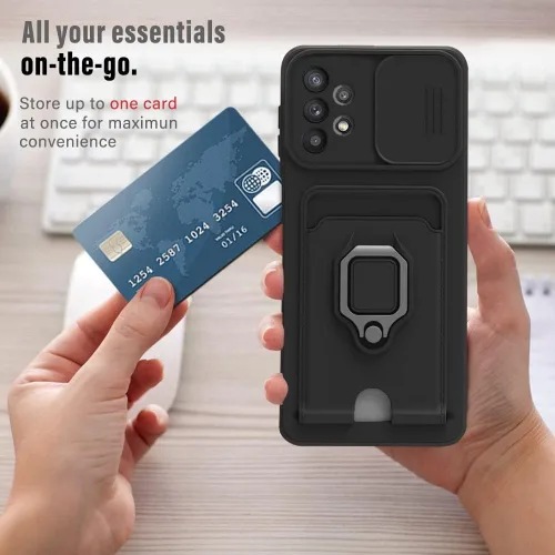 Miniatura 3 de Funda cruzada compatible con Samsung Galaxy A52, funda de teléfono con correa y soporte para tarjetas, anillo magnético con soporte