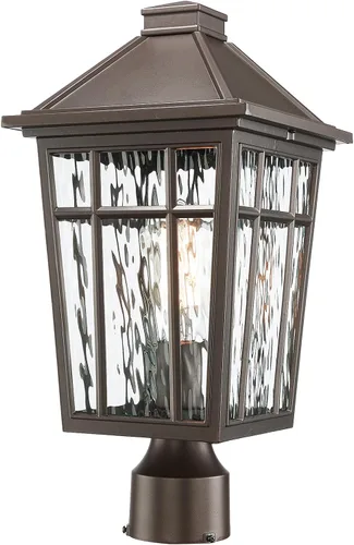 Miniatura 13 de Darkaway Luces de Poste para Exteriores Accesorio de Luz de Poste de Lámpara, Carcasa de Aluminio Impermeable con Vidrio de Efecto Ondas de Agua
