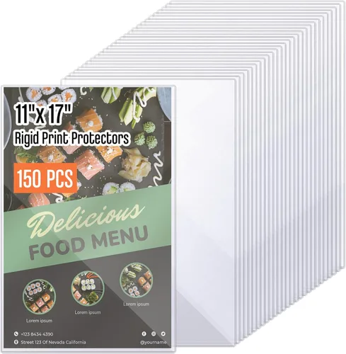 Miniatura 11 de Henoyso 50 protectores rígidos de impresión de 11 x 17 pulgadas, protectores de páginas de plástico duro resistente, soporte de menú de cristal