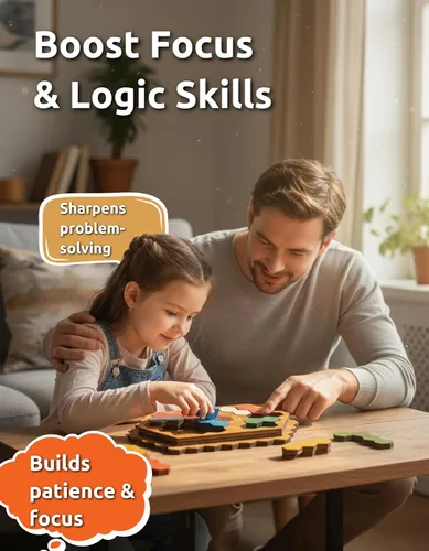 Miniatura 2 de Juego de rompecabezas hexagonal de madera para niños y adultos, juego de rompecabezas de bloques hexagonales hecho a mano con precisión, colorido