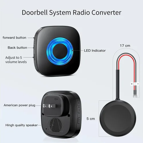 Miniatura 9 de Timbre inalámbrico compatible con timbre de video Blink (1ª y 2ª generación), kit extensor de timbre de video con elegante transmisor redondo
