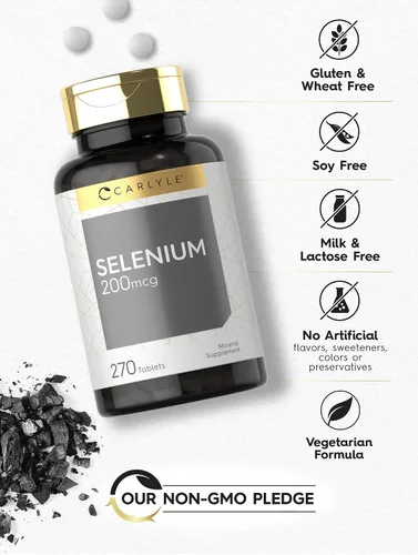 Miniatura 4 de Carlyle Suplemento de selenio 200 mcg 270 tabletas Fórmula vegetariana, sin OMG y sin gluten