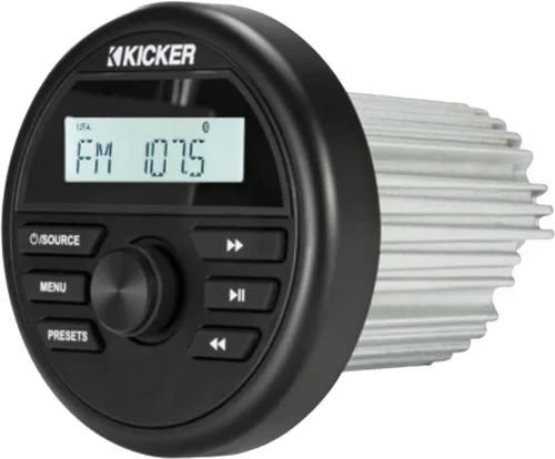 Miniatura 2 de Kicker Paquete de receptor estéreo USB Bluetooth estilo marino para todo tipo de clima con (cantidad 2) altavoz LED marino coaxial coaxial de 6.5