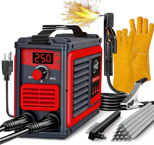 Máquina de Soldadura, Máquina Soldadora MMA-250A 110V Mejorada, Soldadora de Electrodo Portátil IGBT con Pantalla Digital LCD, Soldadora de Arco