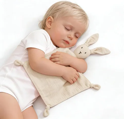 Miniatura 11 de ZIGJOY Bunny Lovey - Manta de seguridad de muselina de algodón suave y transpirable para bebés, regalos para recién nacidos, niños y niñas, azul