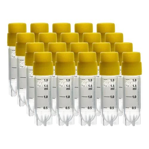 Miniatura 39 de Cryoviales de 0.0 fl oz, 25Pcs Cryotubes con código de barras lateral, frascos de esterilización con rosca externa, tubos de muestra con tapas Azul