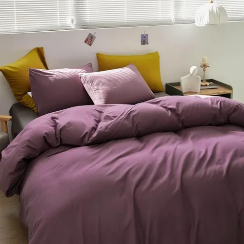 Miniatura 6 de Juego de edredón morado, tamaño matrimonial, color malva sólido, suave, moderno, color oscuro, transpirable, para mujeres y hombres, edredón lavanda