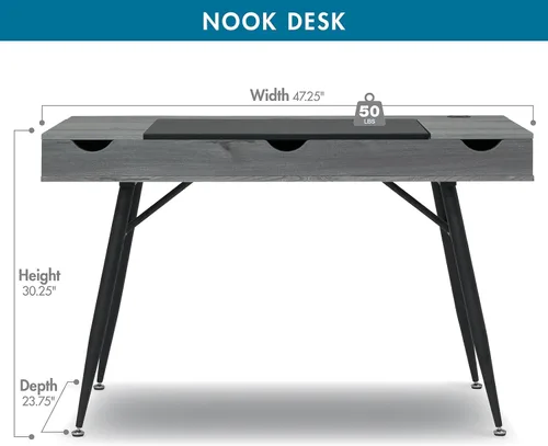 Miniatura 3 de Calico Designs Nook - Escritorio moderno para computadora portátil de oficina, estación de trabajo para el hogar de 47.25 pulgadas de ancho, ahorra