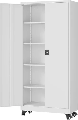 Miniatura 13 de Fesbos Armario de almacenamiento de metal, archivadores de acero de 36 pulgadas de alto con puertas con cerradura y estantes ajustables, gabinete