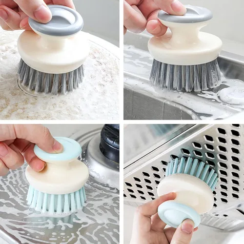 Miniatura 5 de Cepillo para fregar platos, cepillo de palma de agarre ergonómico, cepillos de cocina para limpieza, limpiador de platos con cerdas rígidas para 2p