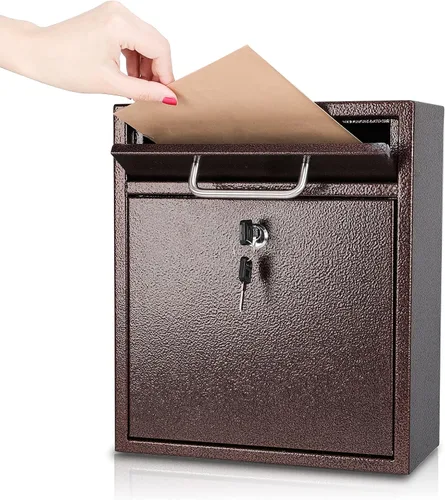 Miniatura 13 de KYODOLED Buzón de pared para exterior, cerradura de combinación, grande, negro Sturdy Steel, Anti-theft Large Drop Box, Ideal for Home, Office