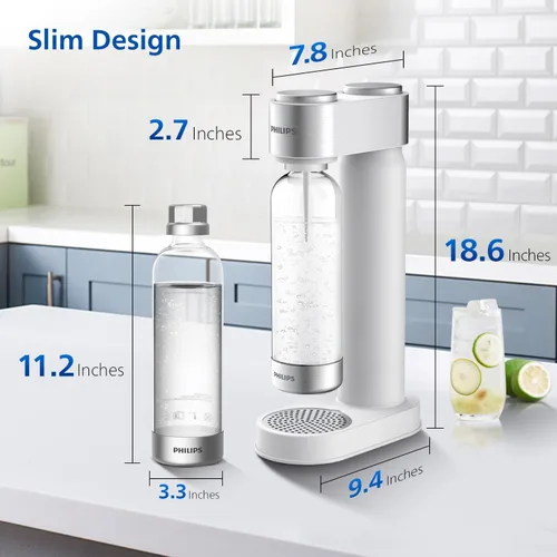 Miniatura 4 de Philips - Máquina para hacer agua con gas, máquina de soda con botella de rosca rápida, botella carbonatadora de PET libre de BPA de 1L, máquina