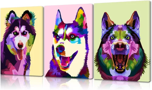 Miniatura 42 de Arte de Pared de Bulldog Francés de 3 Piezas Arte de Pared de Lienzo de Perro - Pintura de Bulldog Francés con Marco de Madera Incorporado