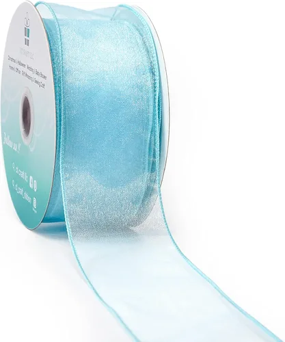 Miniatura 12 de Cinta de organza transparente con alambre de 2.5 pulgadas x 50 yardas, color blanco para silla de boda, lazo, ramo de flora, envoltura de regalos