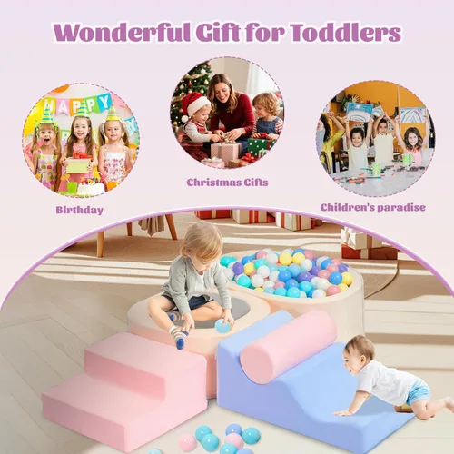 Miniatura 9 de MIND&ACTION Juguetes de Escalada para Niños Pequeños de 6 Piezas en Interiores con Piscina de Pelotas, Juguetes de Escalada para Mayores de 1 Año