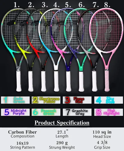 Miniatura 4 de Teloon Serie Sensus Triple absorción de impactos Raqueta de tenis para adultos, raqueta de tenis para mujer incluye funda para bolsa