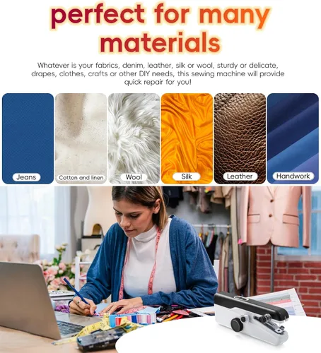 Miniatura 4 de Nueva máquina de coser portátil de mano, máquina de coser a mano con juego completo de hilos, adecuada para reparación rápida de bricolaje y uso