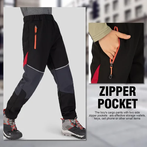 Miniatura 3 de Toomett Pantalones cargo de nieve para niños, niñas y niños al aire libre con forro polar suave Shell senderismo pesca esquí pantalones aislados