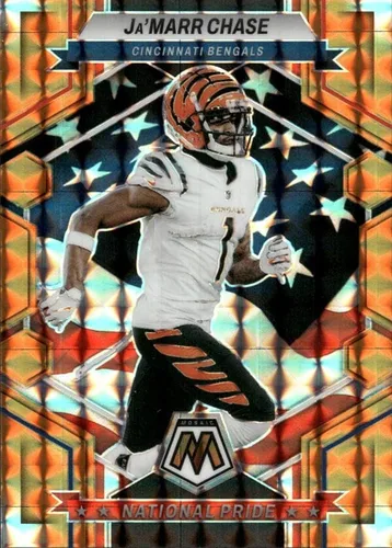 2023 PANINI MOSAIC NATIONAL PRIDE MOSAIC ORANGE #264 JA'MARR CHASE /199 CINCINNATI BENGALS FOOTBALL OFFICIAL TRADING CARD OF NFL