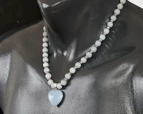 Miniatura 52 de Colgante de corazón de aventurina natural, Collar de cuentas de aventurina genuina, Collar de piedra verde, Collar de piedras preciosas, Cuentas