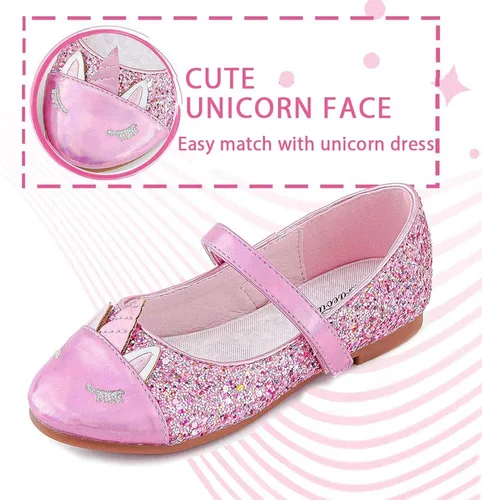 Miniatura 5 de Furdeour - Zapatos de vestir para niñas tipo Mary Jane, boda, fiesta, damas de honor, zapatos con brillantina, princesa, ballet, zapatos planos