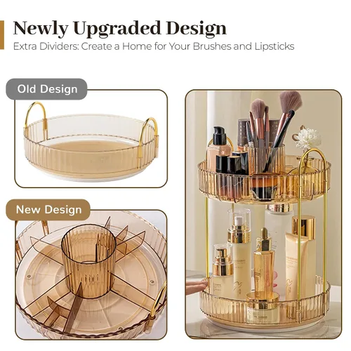 Miniatura 2 de Aveniee Organizador de maquillaje giratorio de 360 grados para tocador, organizadores de baño mejorados para perfume y cuidado de la piel