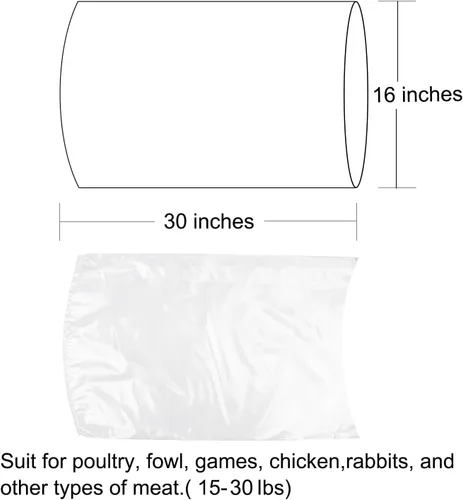 Miniatura 2 de Bolsas retráctiles grandes de pavo, 30 unidades de 16 x 30 pulgadas, bolsas termorretráctiles transparentes para aves de corral, congelador
