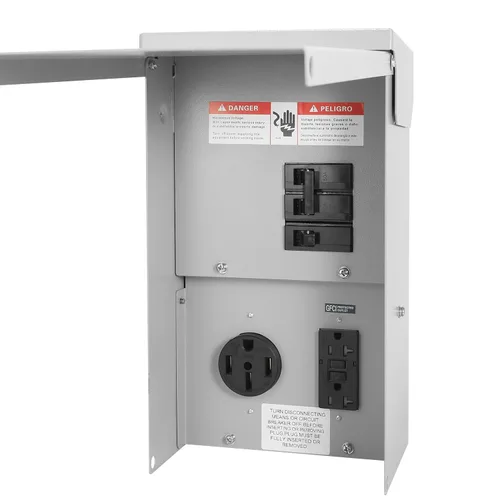 Miniatura 8 de Panel de toma de corriente temporal, caja de disyuntor de RV con receptáculo de 30 amperios+GFCI de 20 amperios instalado, panel de toma