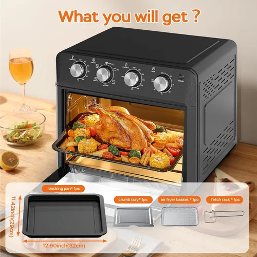 Miniatura 8 de Plum Chef Horno freidora de aire de 27.5 cuartos de galón, horno de convección de encimera 6 en 1, freír al aire, hornear, asar, tostar, calentar