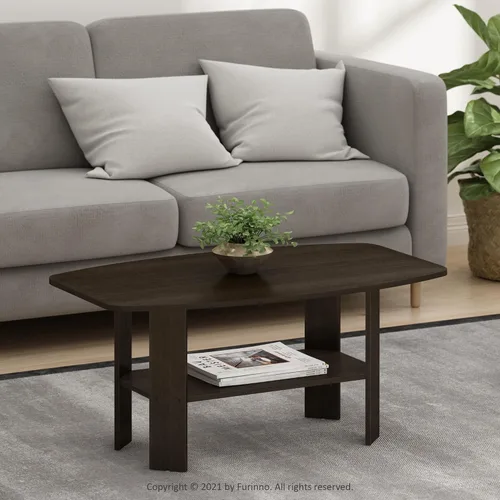 Miniatura 2 de Mesa de centro de diseño simple Furinno 11179GYW/BK, Material Reciclado, Café Oscuro Marrón oscuro